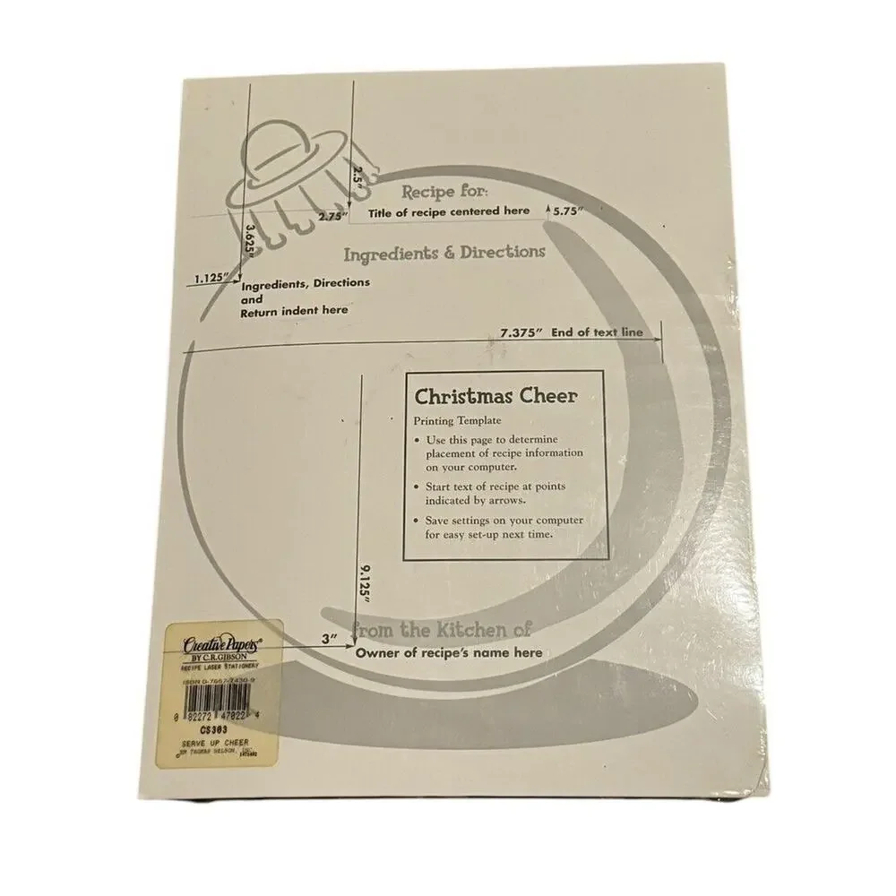 Recipe Laser Stationary Christmas Serve Up Cheer Creative Papers CR Gibson‎ VTG